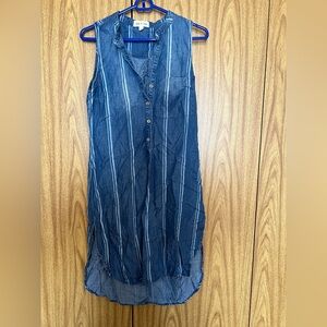 Blue Striped Sleeveless Dress